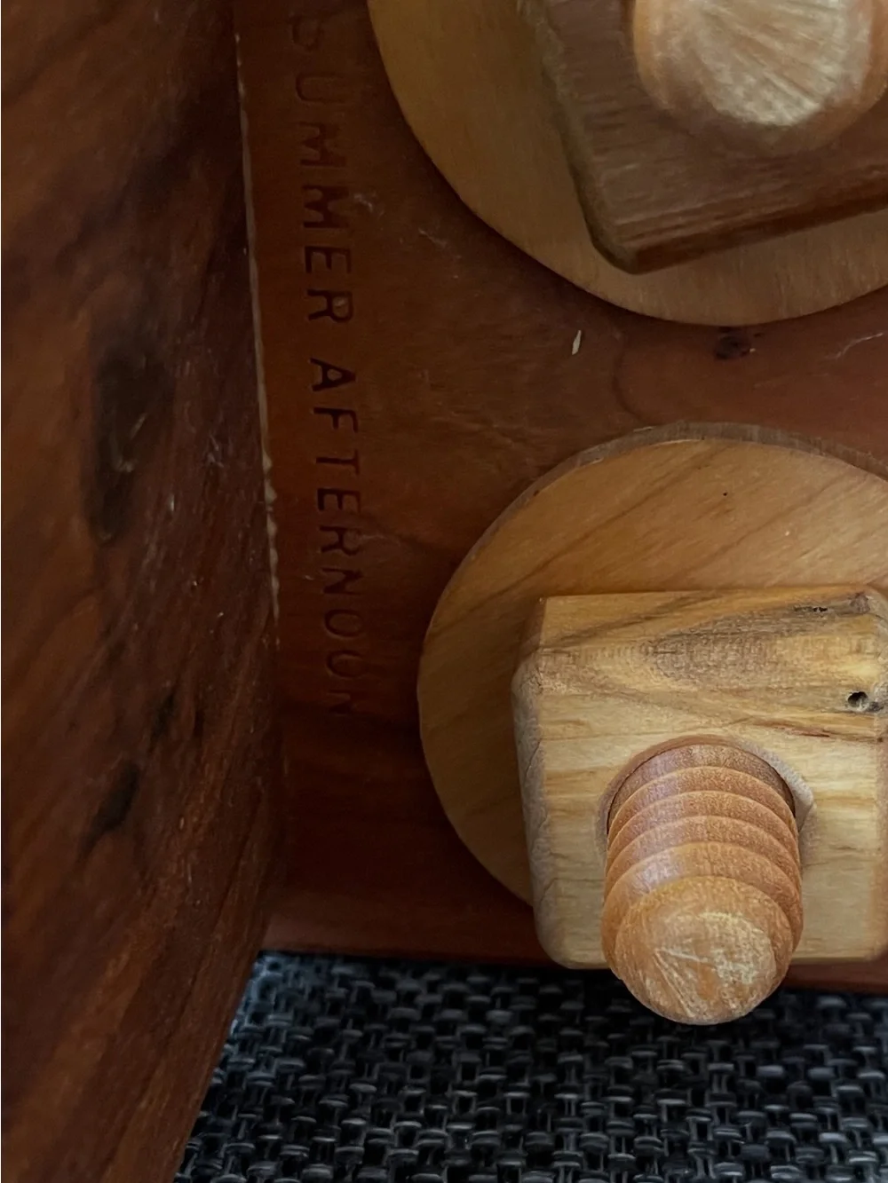 Wooden Montessori Push-Down Toy - Natural Brown